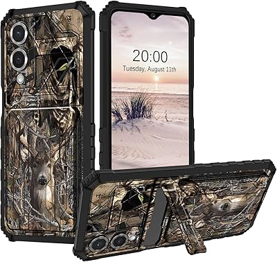 for Samsung Galaxy S25 Edge Case 6.7, Rubber Dual Layer Shockproof Heavy Duty Case with Built-in Kickstand Card Holder Slot for Galaxy S25 Edge, Camo Deer Hunter